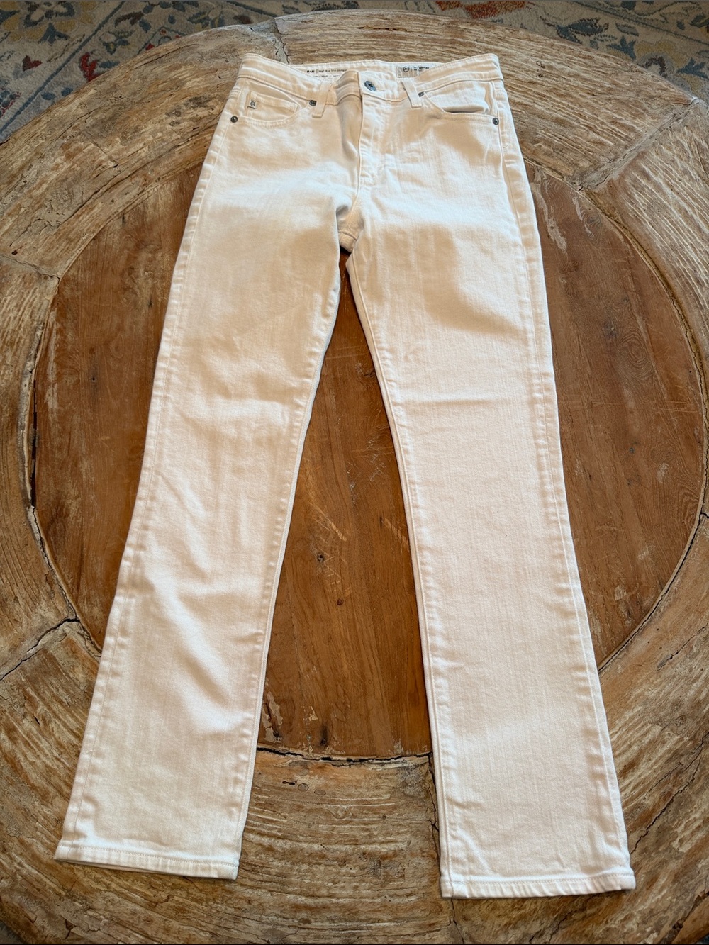 Ag Adriano Goldschmied Straight Leg Jeans in Off-White